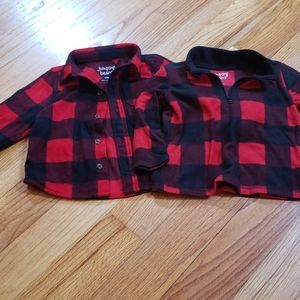 (2) Boy's 12Mo Buffalo Plaid Fleece Tops